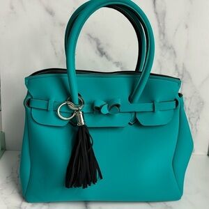 Save My Bag Soft Neoprene Turquoise Blue Satchel Travel Bag